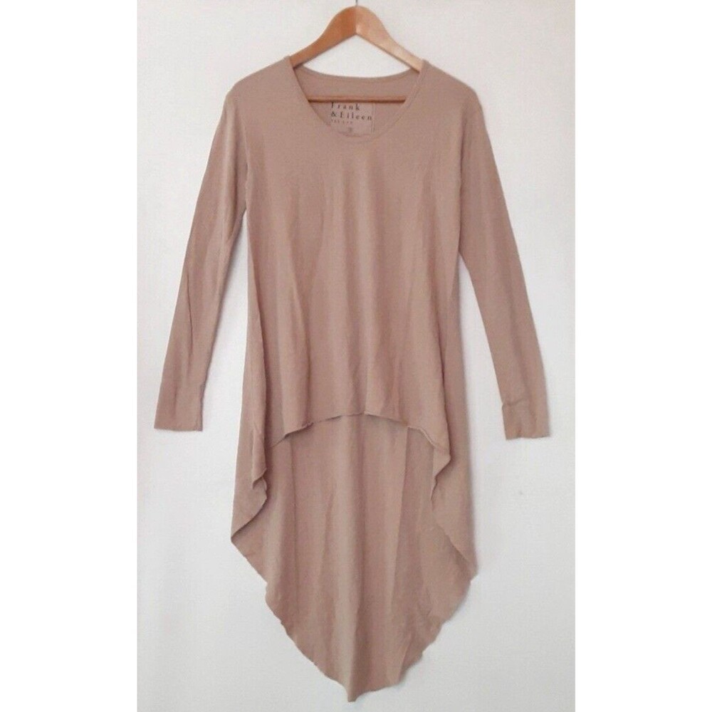 FRANK & EILEEN‎ TEE THE LAB SIZE S HIGH LOW LIGHT TAN TOP LONG SLEEVE
